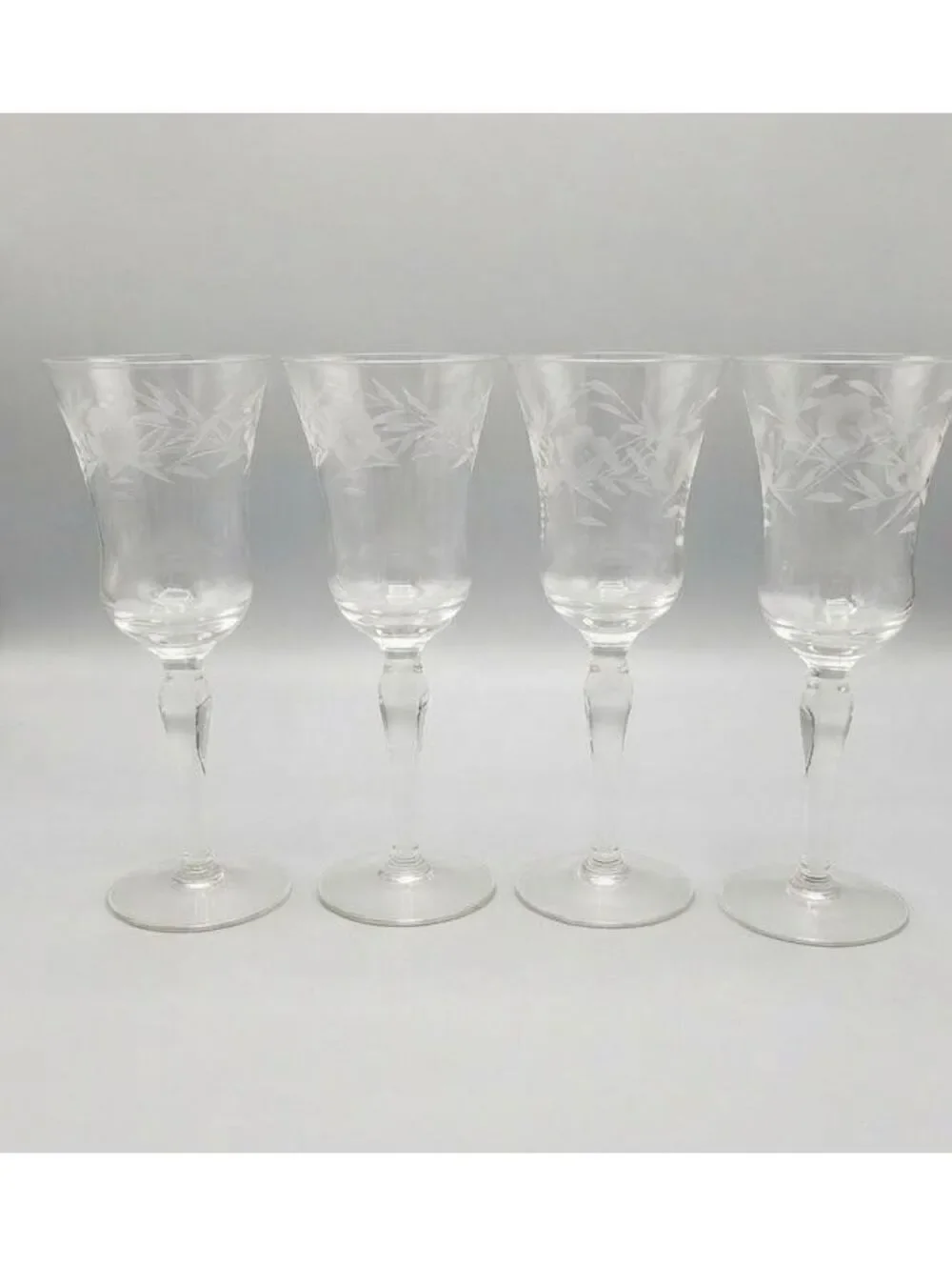 Vintage Tiffin Franciscan Wine Glasses #14196 Corn Flower Pattern, Set of 4